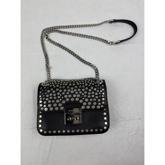Michael Kors Jenkins Stud Chain Shoulder/Crossbody Leather Bag Black *READ - Picture 1 of 16